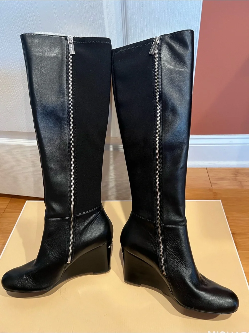 Michael Kors Black Over-the-Knee Wedge Boots